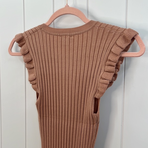168. Midi Dress Sweater Ribbed Bodycon Sleeveless Side Slit Rose Pink NEW - Picture 11 of 12